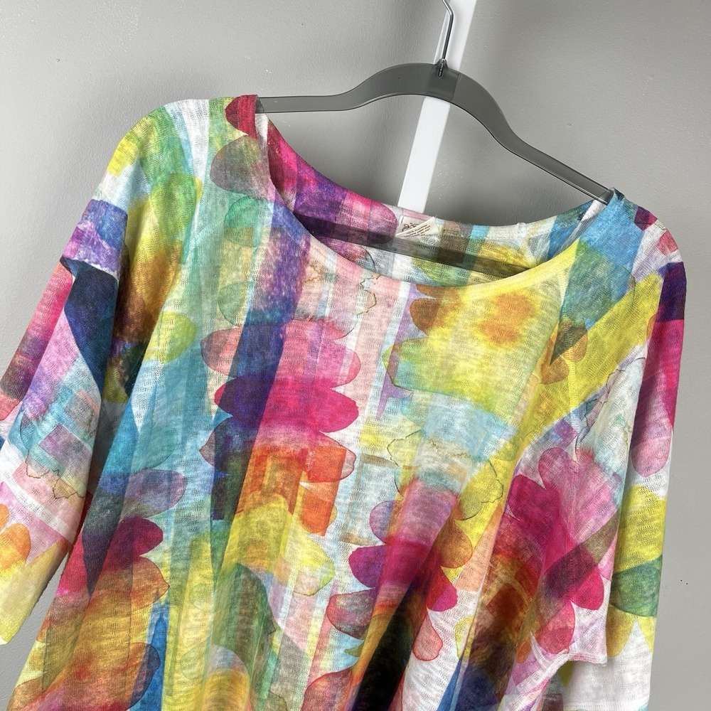 Et Lois Artsy Top Womens 2X Bright Colorful Art to Wear Resort Abstract